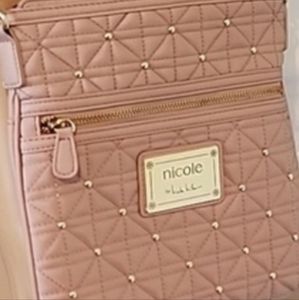 Nicole Miller Crossbody Handbag  NWOT PINK WITH GOLD STUD